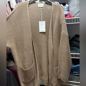 ANDREE BY UNIT Brown/Tan Cardigan Sweater NWT